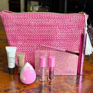 Ulta Bundle:Mascara Lip Stain Lipstick Eye/Face Palette Primers Brush & Blender